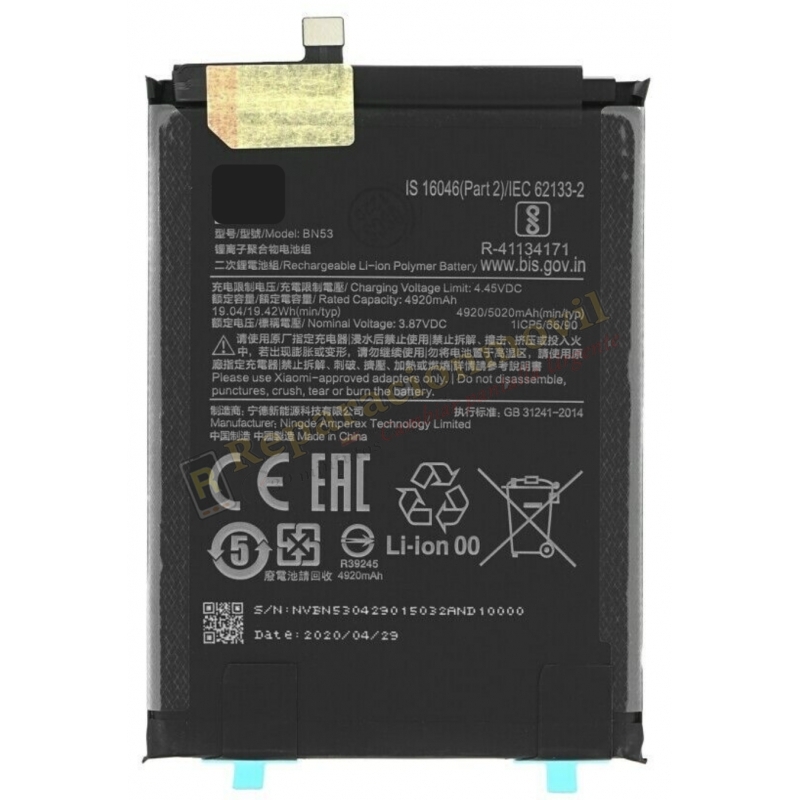 Bateria BN53 Para Xiaomi Redmi Note 9 Pro Redmi Note 10 Pro De 5020 MAh Bateria BN53 Para Xiaomi Redmi Note 9 Pro Redmi Note 10 Pro De 5020 MAh