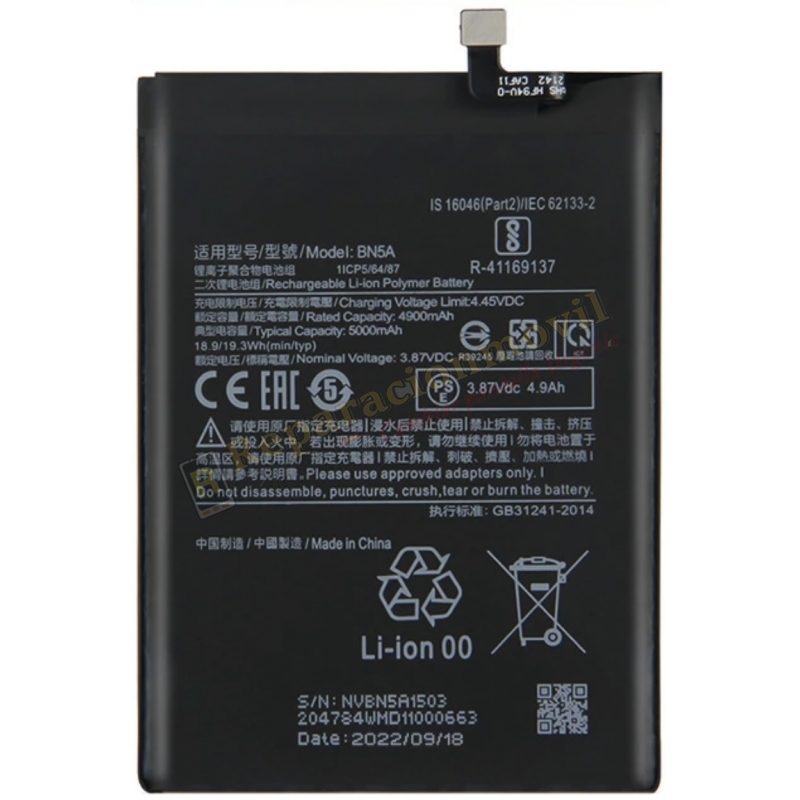 Bateria BN5A Para Xiaomi Redmi 10 / Redmi Note 10 5G / Poco M3 Pro 4G/5G / Poco F3 Pro 4900mAh Bateria BN5A Para Xiaomi Redmi 10 / Redmi Note 10 5G / Poco M3 Pro 4G/5G / Poco F3 Pro 4900mAh