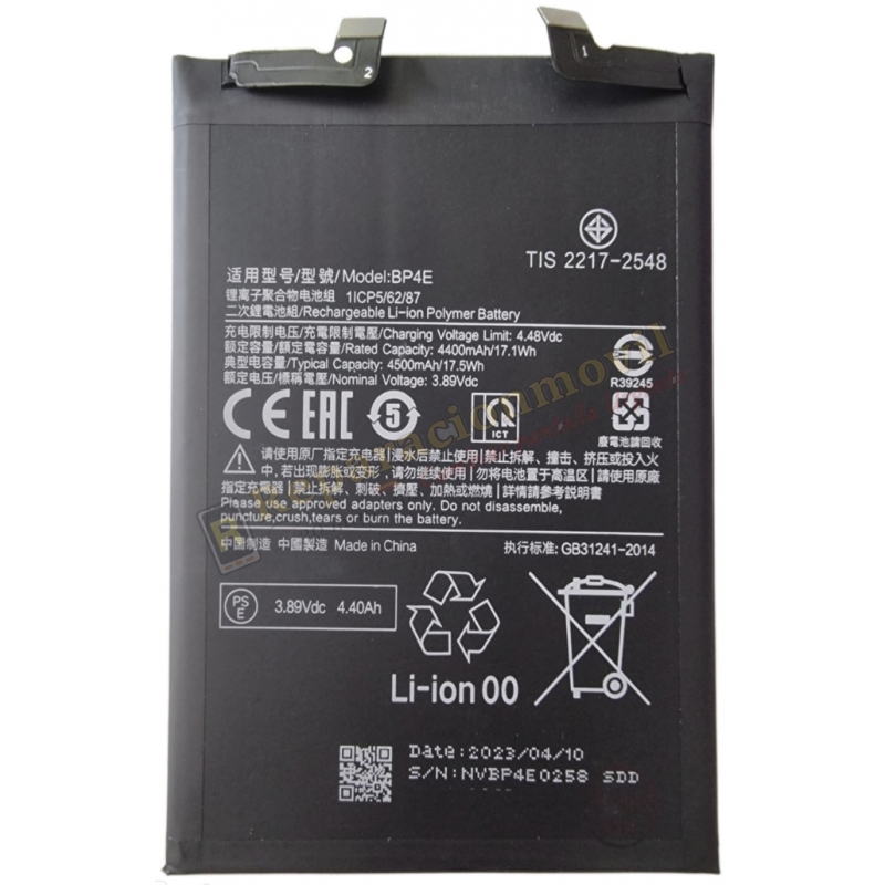 Bateria Litio BP4E Para Xiaomi Mi 13 Lite De 4500mAh Bateria Litio BP4E Para Xiaomi Mi 13 Lite De 4500mAh