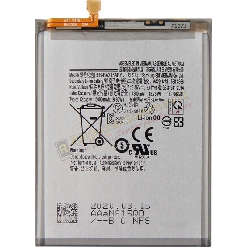 Batería Original GH82-22762A/GH82-25567A SAMSUNG A31 / A315 / A32 4G / A225 / A22 4G EB-BA315ABY Batería Original GH82-22762A/GH82-25567A SAMSUNG A31 / A315 / A32 4G / A225 / A22 4G EB-BA315ABY