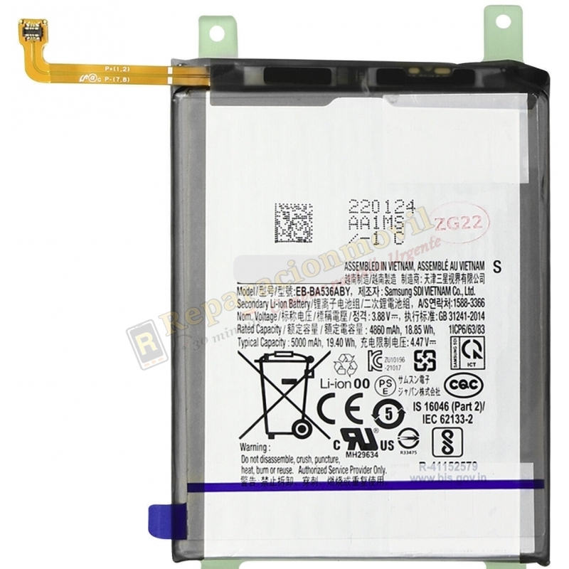 GH82-28027A Batería Original SAMSUNG A33 5G / A53 5G EB-BA536ABY GH82-28027A Batería Original SAMSUNG A33 5G / A53 5G EB-BA536ABY