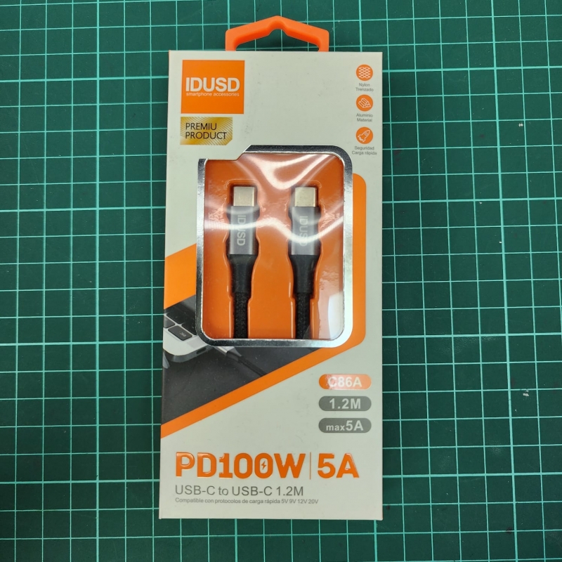 IDUSD C86A Cable PD Tipo-C a Tipo-C 1.2M 100W IDUSD C86A Cable PD Tipo-C a Tipo-C 1.2M 100W