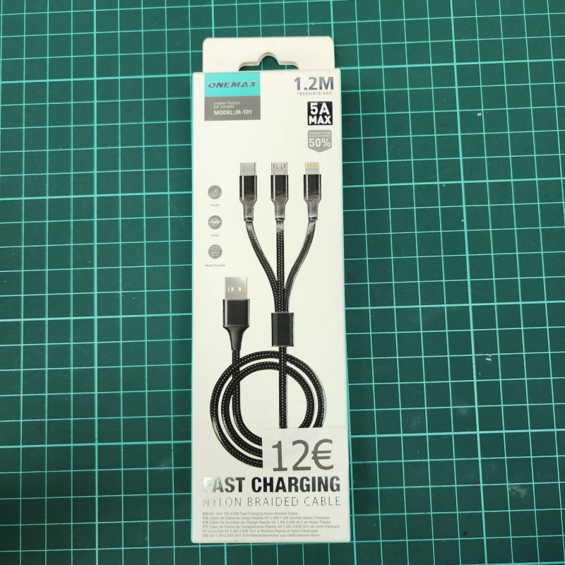 ONEMAX JR-101 Cable 3en1 1.2M ONEMAX JR-101 Cable 3en1 1.2M