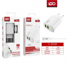 IGO2 C-201 CARGADOR CON CABLE TYPE C 2.4AMP