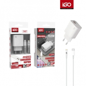 IGO2 21627 CARGADOR CON CABLE TIPO C A LIGHTNING PD35W