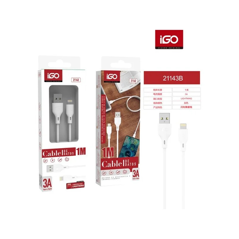 IGO2 21143 CABLE USB A LIGHTNING CARGA RAPIDA 3A IGO2 21143 CABLE USB A LIGHTNING CARGA RAPIDA 3A